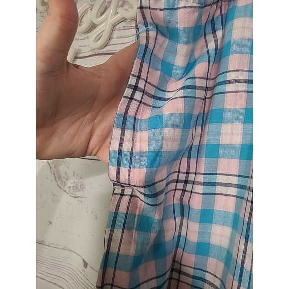 NWOT BocaBay Blue Check Print Drawstring Summer Cropped Pants Womans 22W Petite - Picture 3 of 5
